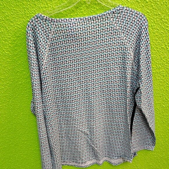 Talbots Blue Fitted Long Sleeve Blouse - Picture 3 of 3